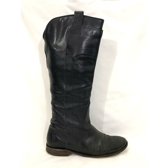 Frye 77535 Tall Knee High Boots Black Leather Sz 9B Preowned (Read Description) - Picture 6 of 16